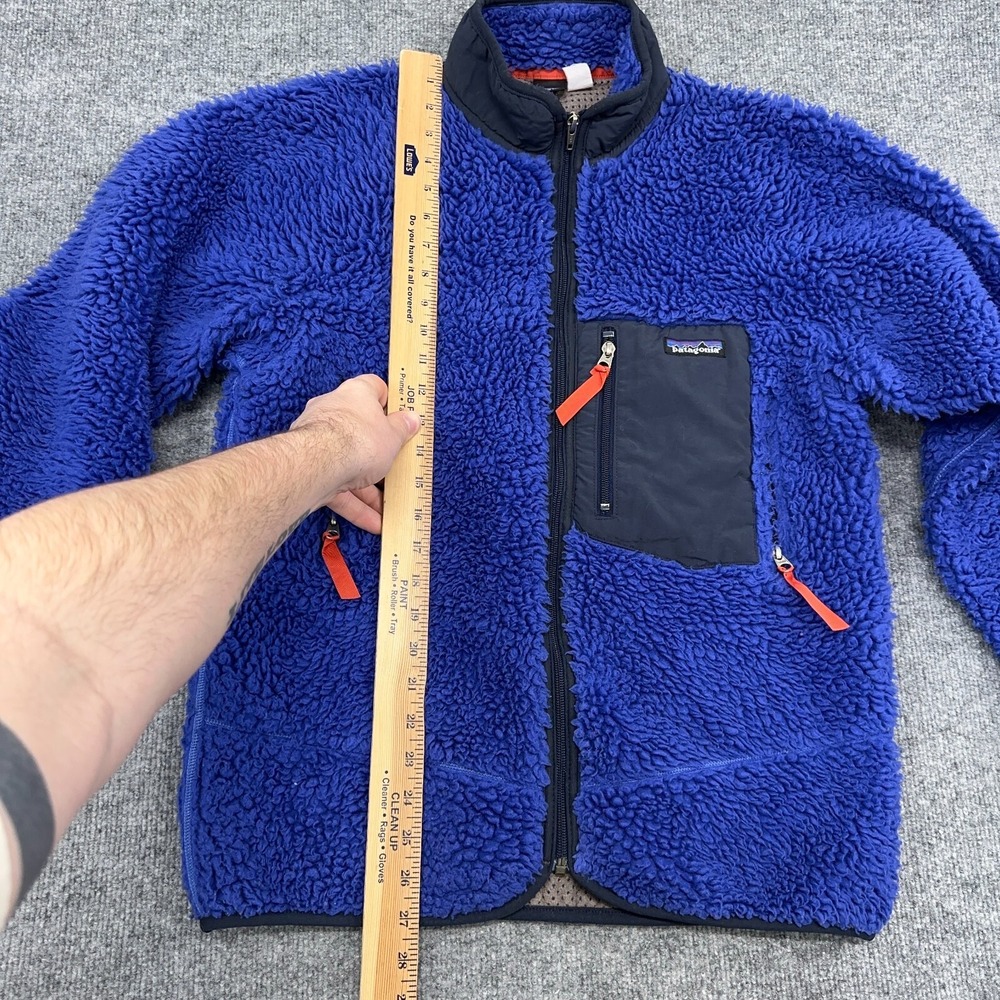 Vintage Patagonia Jacket Men S (Youth XL) Cobalt Blue Retro X Deep Pile USA Made - Picture 11 of 15